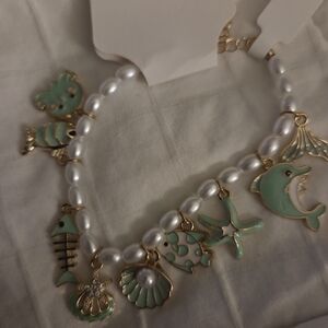 Pearl Charm Bracelet with Sea Life Accents